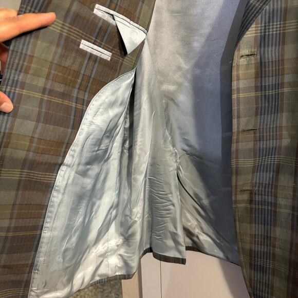 Vintage Banana Republic Sport Coat Linen
Blend Plaid Three Button Size 42S - Picture 7 of 9